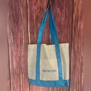 Country Living Blue and Tan Tote Bag